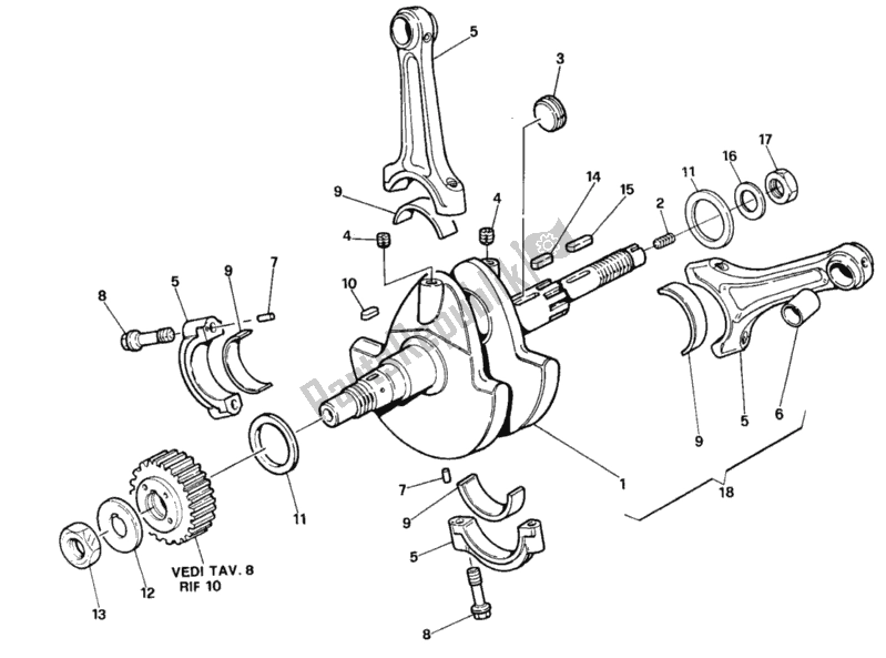 Tutte le parti per il Albero Motore My91 del Ducati Paso 907 I. E. 1990